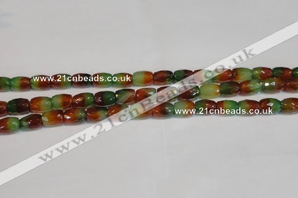 CAG7178 15.5 inches 8*12mm faceted drum rainbow agate gemstone beads