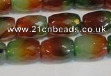 CAG7179 15.5 inches 10*14mm faceted drum rainbow agate gemstone beads