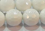 CAG7187 15.5 inches 18mm faceted round white agate gemstone beads