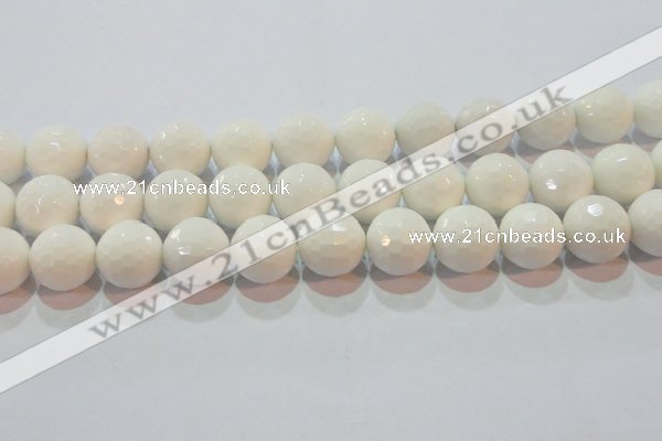 CAG7187 15.5 inches 18mm faceted round white agate gemstone beads