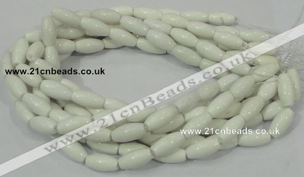 CAG719 15.5 inches 10*20mm rice white agate gemstone beads wholesale