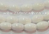 CAG7201 15.5 inches 6*9mm rice white agate gemstone beads