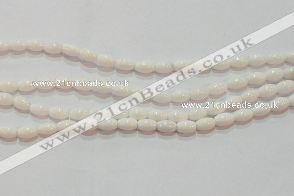 CAG7201 15.5 inches 6*9mm rice white agate gemstone beads