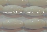 CAG7205 15.5 inches 8*16mm rice white agate gemstone beads