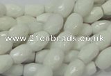 CAG721 15.5 inches 8*10mm faceted rice white agate gemstone beads