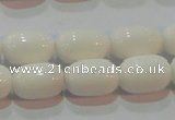 CAG7210 15.5 inches 8*12mm drum white agate gemstone beads