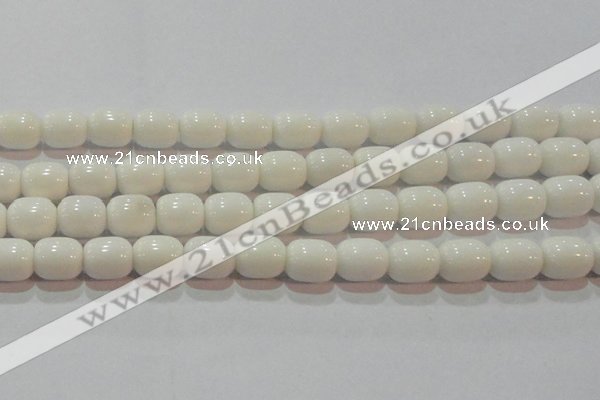 CAG7211 15.5 inches 10*12mm drum white agate gemstone beads