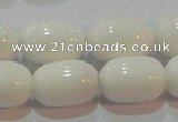 CAG7212 15.5 inches 10*14mm drum white agate gemstone beads