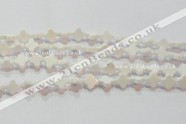 CAG7218 15.5 inches 12*12mm flower white agate gemstone beads