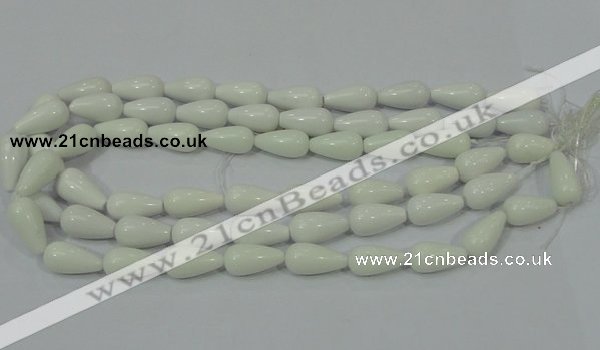 CAG722 15.5 inches 10*20mm teardrop white agate gemstone beads