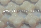 CAG7223 15.5 inches 18*18mm carved flower white agate gemstone beads