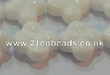 CAG7224 15.5 inches 20*20mm carved flower white agate gemstone beads