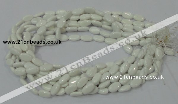 CAG724 15.5 inches 8*14mm oval white agate gemstone beads wholesale