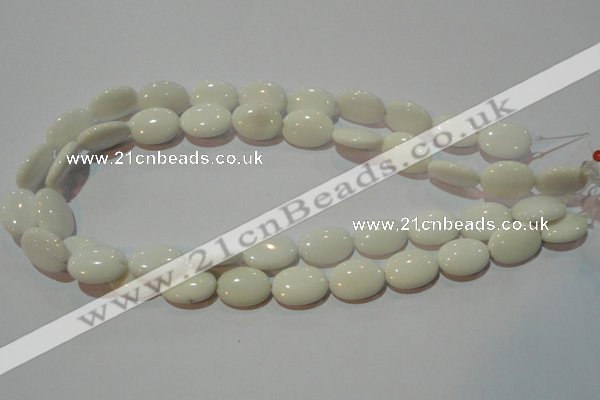 CAG7240 15.5 inches 10*14mm oval white agate gemstone beads