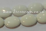 CAG7242 15.5 inches 15*20mm oval white agate gemstone beads