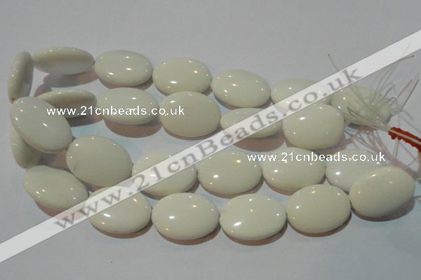 CAG7243 15.5 inches 22*30mm oval white agate gemstone beads