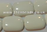 CAG7248 15.5 inches 15*20mm rectangle white agate gemstone beads