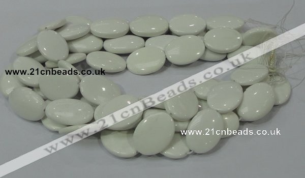 CAG725 15.5 inches 20*30mm oval white agate gemstone beads wholesale