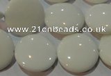 CAG7252 15.5 inches 12mm flat round white agate gemstone beads