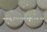 CAG7253 15.5 inches 14mm flat round white agate gemstone beads