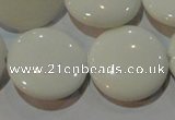 CAG7255 15.5 inches 18mm flat round white agate gemstone beads