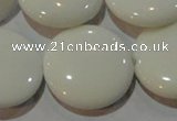 CAG7257 15.5 inches 25mm flat round white agate gemstone beads