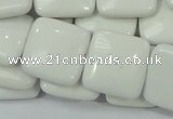 CAG726 15.5 inches 20*20mm square white agate gemstone beads