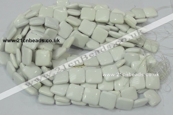 CAG726 15.5 inches 20*20mm square white agate gemstone beads