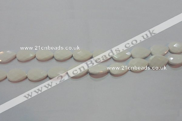 CAG7264 15.5 inches 10*14mm faceted flat teardrop white agate beads
