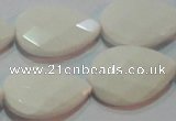 CAG7266 15.5 inches 13*18mm faceted flat teardrop white agate beads