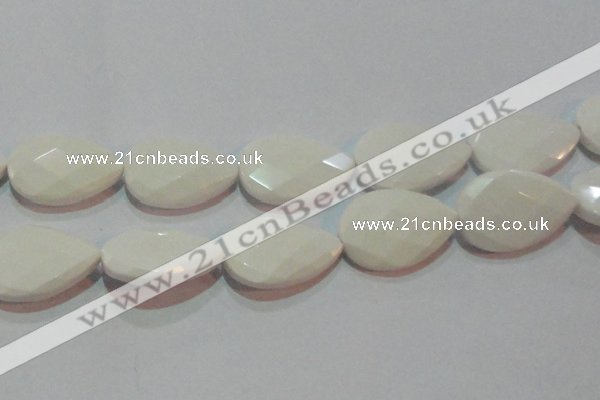 CAG7270 15.5 inches 30*40mm faceted flat teardrop white agate beads