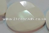 CAG7271 15.5 inches 40*50mm faceted flat teardrop white agate beads