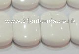 CAG7275 15.5 inches 18*25mm rectangle double drilled white agate beads
