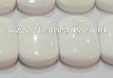 CAG7275 15.5 inches 18*25mm rectangle double drilled white agate beads