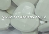 CAG729 15.5 inches 30*30mm faceted heart white agate beads