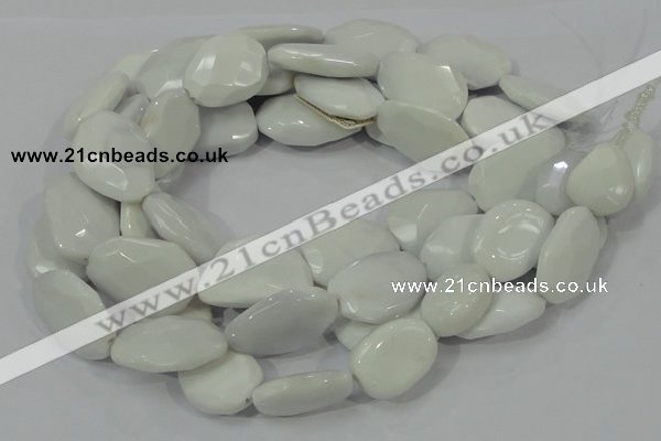 CAG730 15.5 inches 20*30mm faceted freeform white agate beads