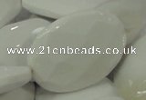 CAG731 15.5 inches 30*45mm faceted freeform white agate beads