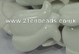 CAG733 15.5 inches 30*40mm flower-shaped white agate beads