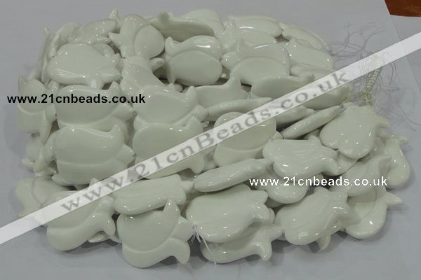 CAG733 15.5 inches 30*40mm flower-shaped white agate beads