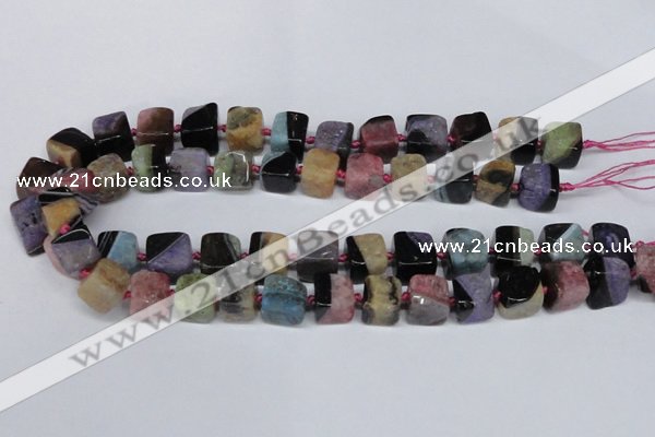 CAG7379 15.5 inches 11*12mm - 12*13mm cube dragon veins agate beads