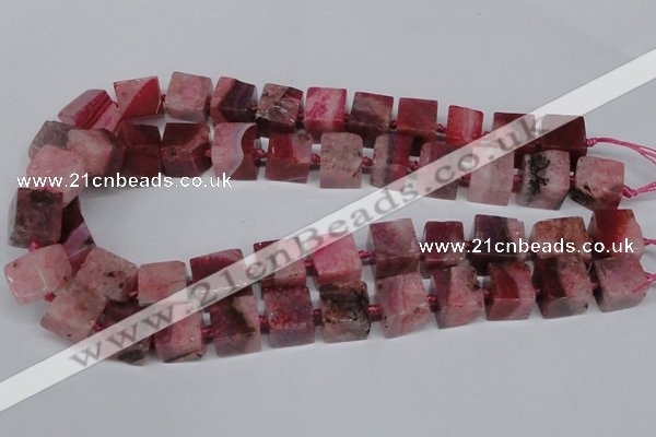 CAG7381 15.5 inches 11*12mm - 13*14mm cube dragon veins agate beads