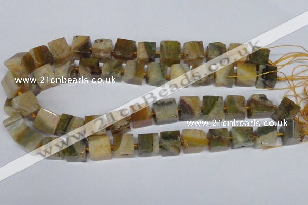 CAG7382 15.5 inches 11*12mm - 13*14mm cube dragon veins agate beads