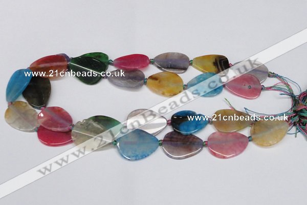 CAG7414 20*25mm - 25*30mm flat teardrop dragon veins agate beads