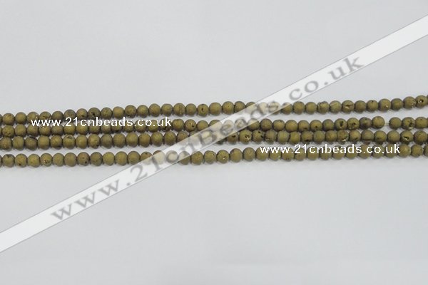 CAG7445 15.5 inches 4mm round plated druzy agate beads wholesale