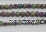 CAG7448 15.5 inches 4mm round plated druzy agate beads wholesale