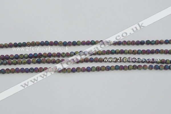 CAG7448 15.5 inches 4mm round plated druzy agate beads wholesale