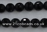 CAG7451 15.5 inches 6mm faceted round matte black agate beads