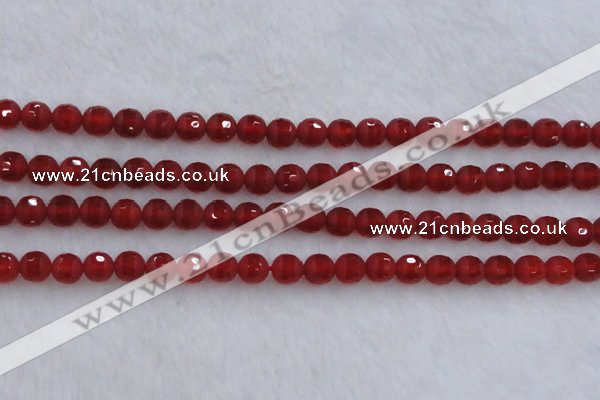 CAG7456 15.5 inches 6mm faceted round matte red agate beads