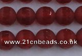 CAG7458 15.5 inches 10mm faceted round matte red agate beads