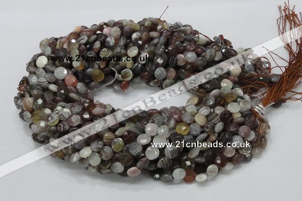 CAG750 15.5 inches 8mm faceted coin botswana agate beads wholesale